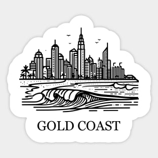 gold coast australia city simple line art illustration Sticker